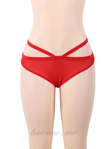 Elegant Red Lace backless Babydoll