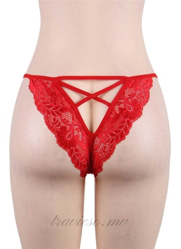 Elegant Red Lace Backless Babydoll