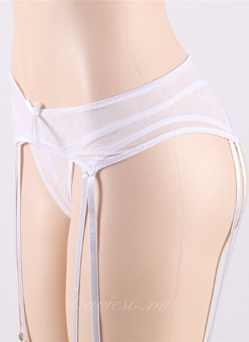 White Sexy Lace Garter Belt Panty