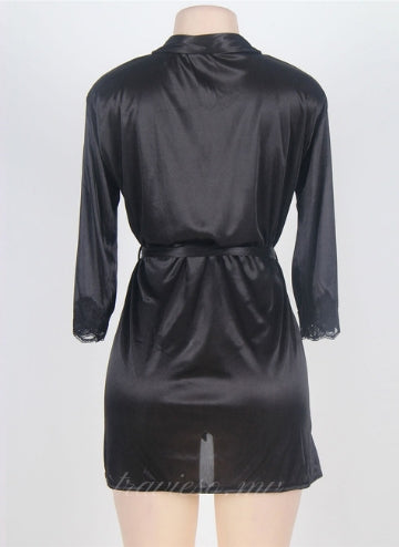 Silky Home Pajamas With Waist Belt