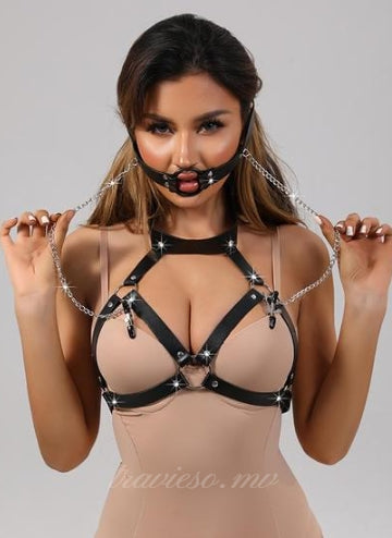 Black Breast Clip Bundling Flirting Show Bondage