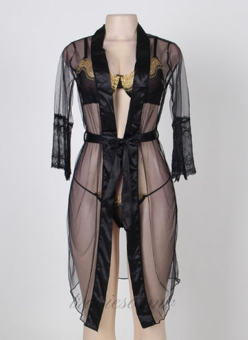 Sheer Robe and Lace Bra Set