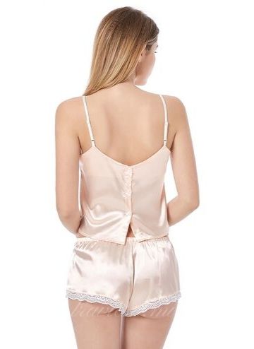 Beige Cropped Silk Sleepwear