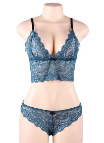 Green Nightwear Lace Satin Top Pajama Sets