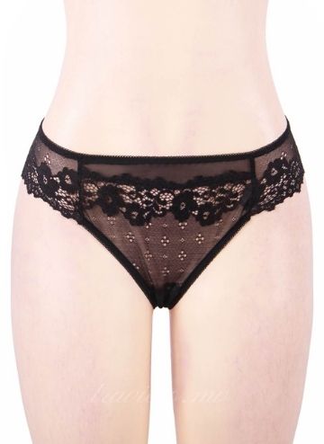 Black Sexy Floral Lace Panty