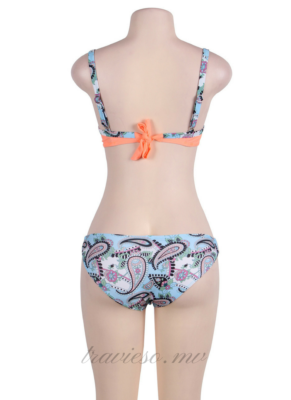 Tangerine Padded Gather Push-up Sexy Bikini Set - travieso.mv