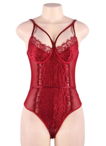 Wine Red Lace Sexy Teddy