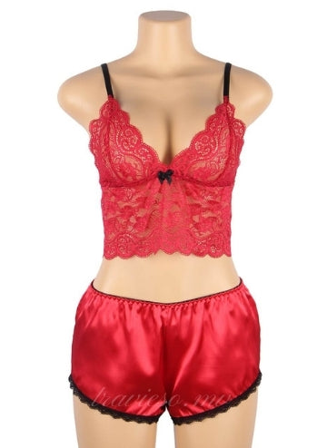 Nightwear Lace Satin Top Pajama Sets