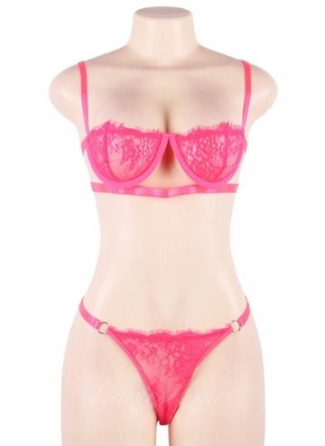 Hot Pink Lace Bra Set