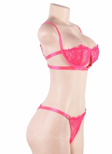 Hot Pink Lace Bra Set