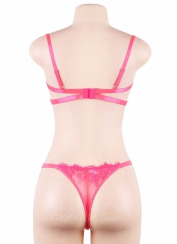 Hot Pink Lace Bra Set