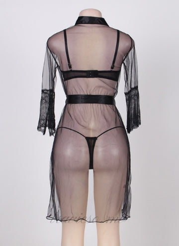 Sheer Robe and Lace Bra Set