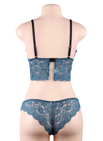 Green Nightwear Lace Satin Top Pajama Sets