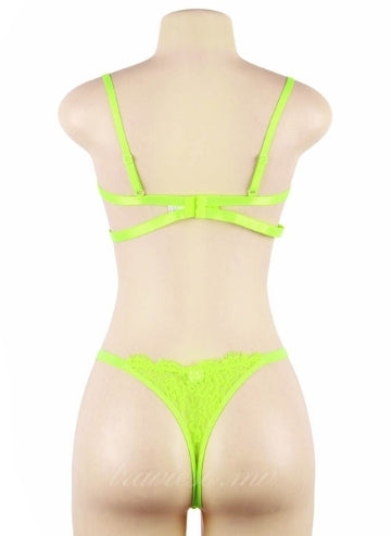 Neon Lace Bra Set