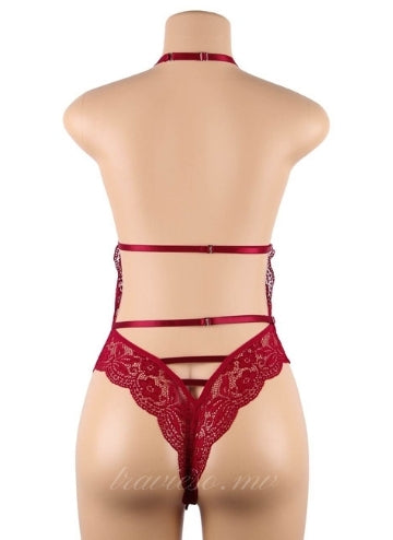 Dark Red Lace Sexy Hollow-out teddy
