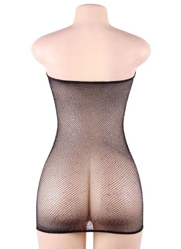 Black Fishnet Off-shoulder Sparkle Babydolls