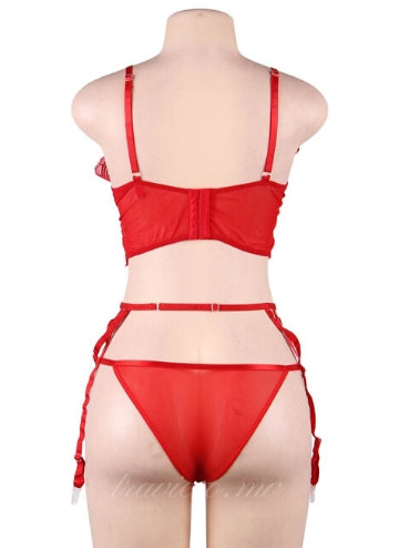 Red Lace Open Bust Garter