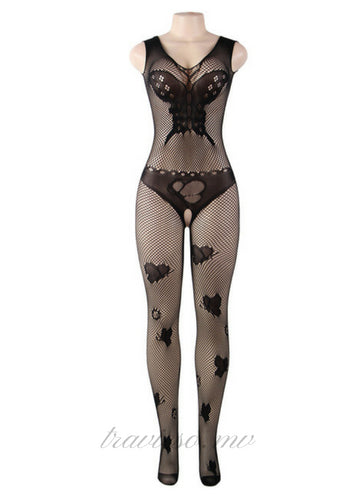 Butterfly Pattern Backless BodyStocking