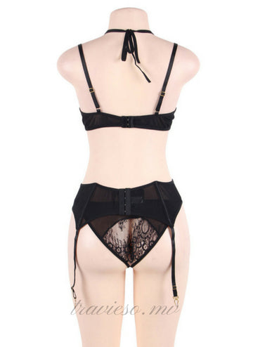 Eyelash Black Lace Bra Panty Set