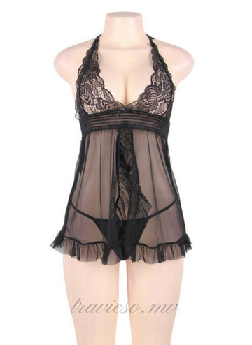 Sheer Mesh Halter Lingerie Set