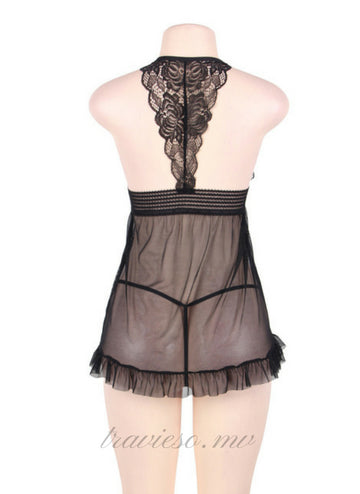 Sheer Mesh Halter Lingerie Set