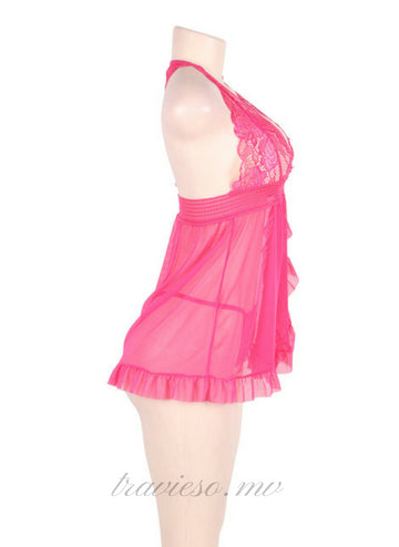 Sheer Mesh Halter Lingerie Set