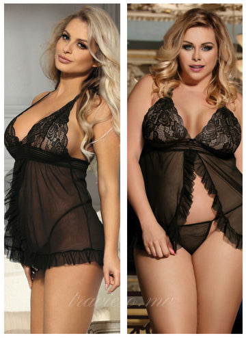 Sheer Mesh Halter Lingerie Set