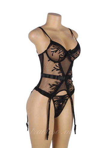 Elegant Embroidery Garter Lingerie