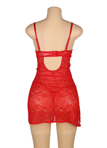 Red Lace With Underwire Adjustable Straps Babydoll