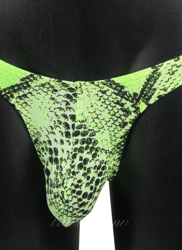 Green Snakeskin Pattern Sexy Men's Thong