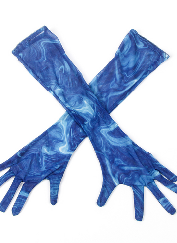 Blue Mesh Printed Sexy Bra Set