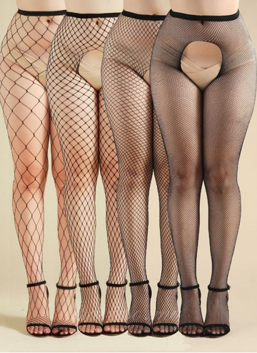 Crotchless 4 in 1 Pantyhose Set