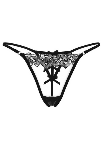 Black Sexy Women Mesh Thong With Bow