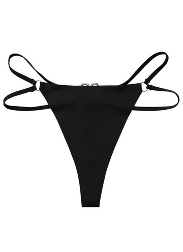 Black Sexy Seamless Panty With Buckles Decoration