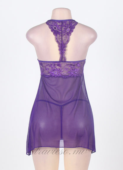Midnight Purple Springtime Babydoll Set