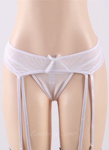 White Sexy Lace Garter Belt Panty