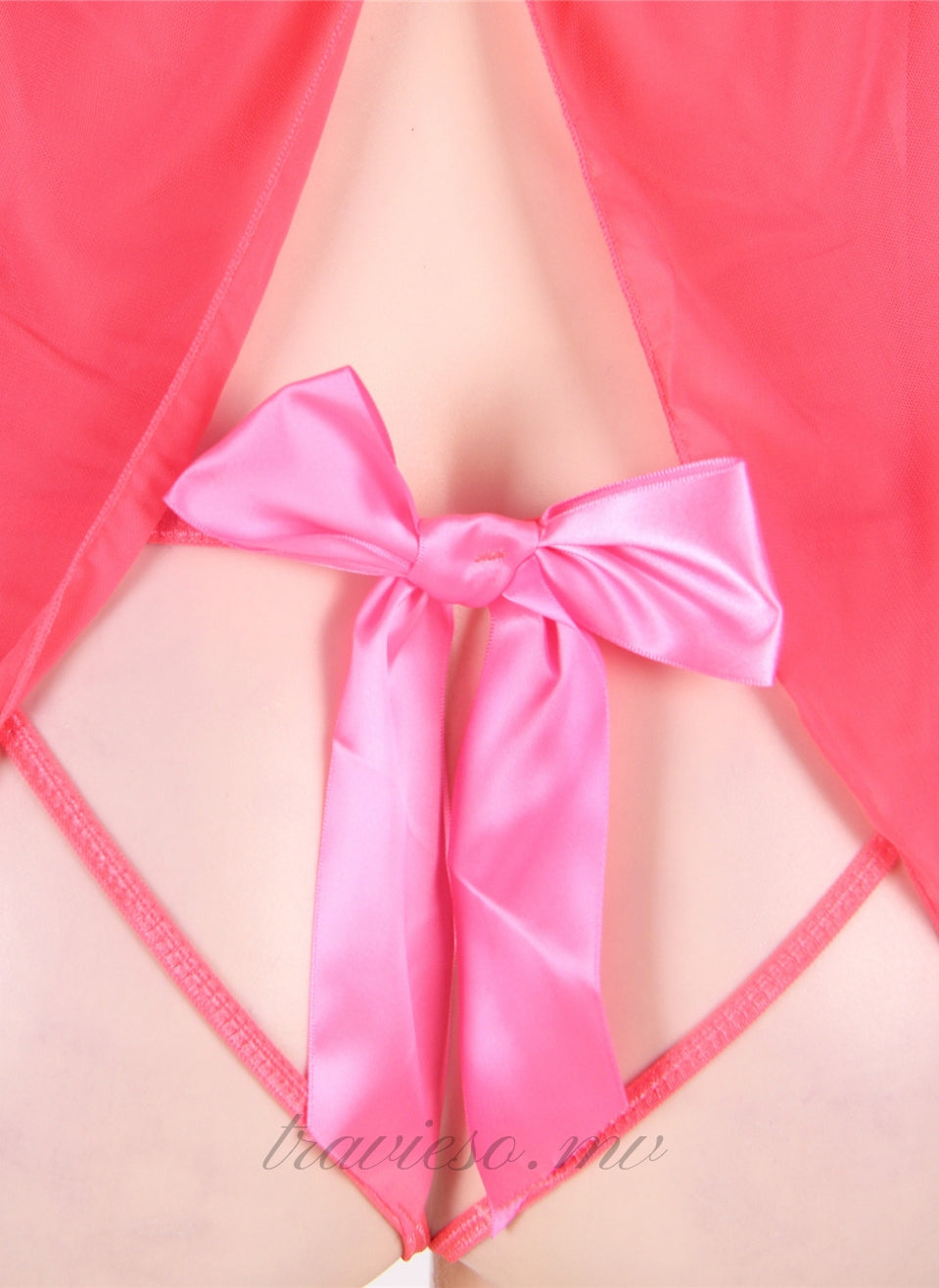 Open Cup Satin Bows Babydoll