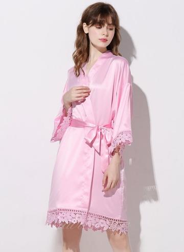 Pink Bridesmaid bridal satin robe