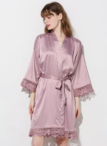 Soft mauve Bridesmaid bridal satin robe