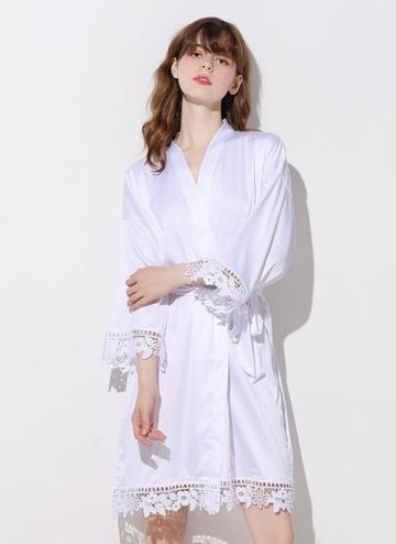 White Bridesmaid bridal satin robe