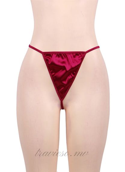 Wine Red Satin Lace Kimono