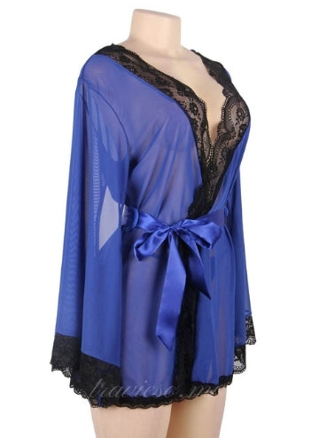 Blue Lace Splicing Robe