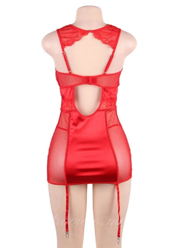 Red Deluxe Satin Lace Stitching Garter