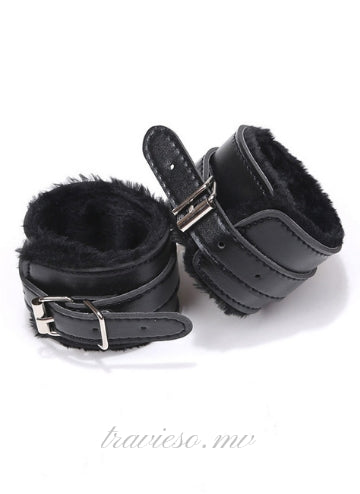 Black Leather Handcuffs