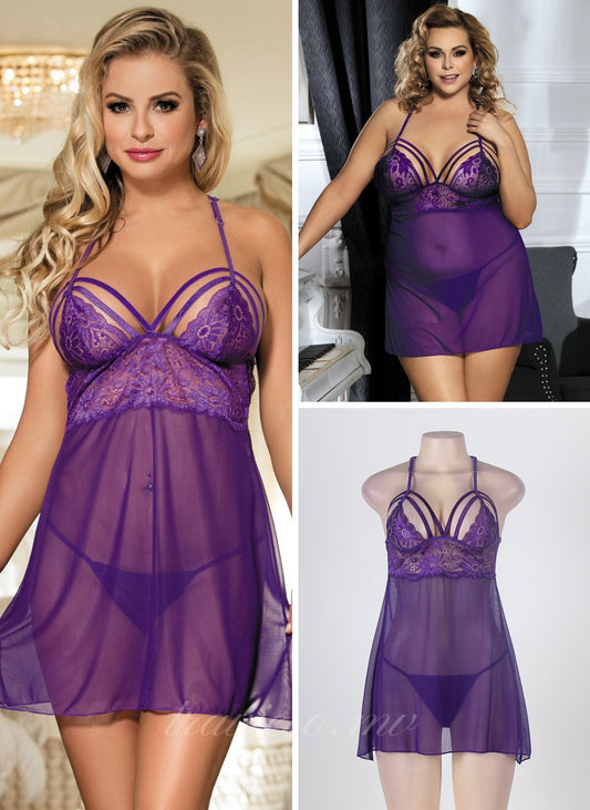 Midnight Purple Springtime Babydoll Set