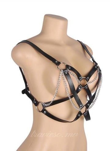 Wild black punk belt with metal pin buckle