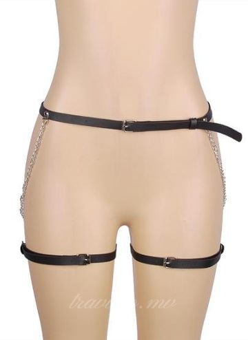 Adult SM PU and Chain Panties Body Restraint