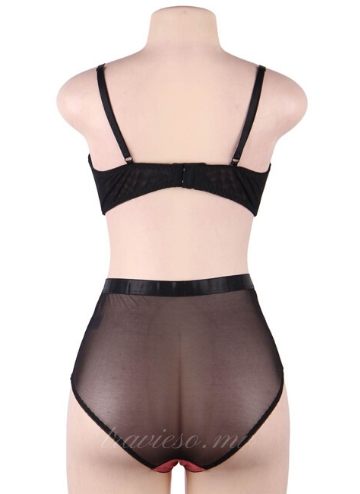 Pink Exquisite Sexy Lace Splice Bra Set