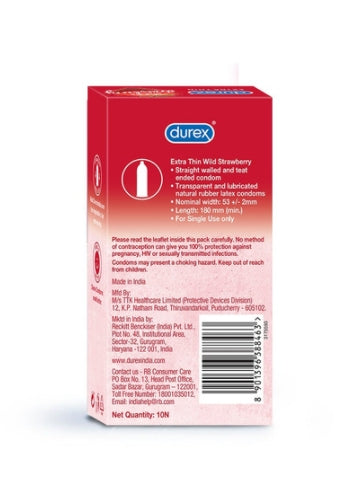 Durex Extra Thin Strawberry Flavored - 10 Condoms