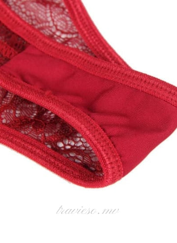 Sexy Red Velvet Gartered Lingerie With Underwire
